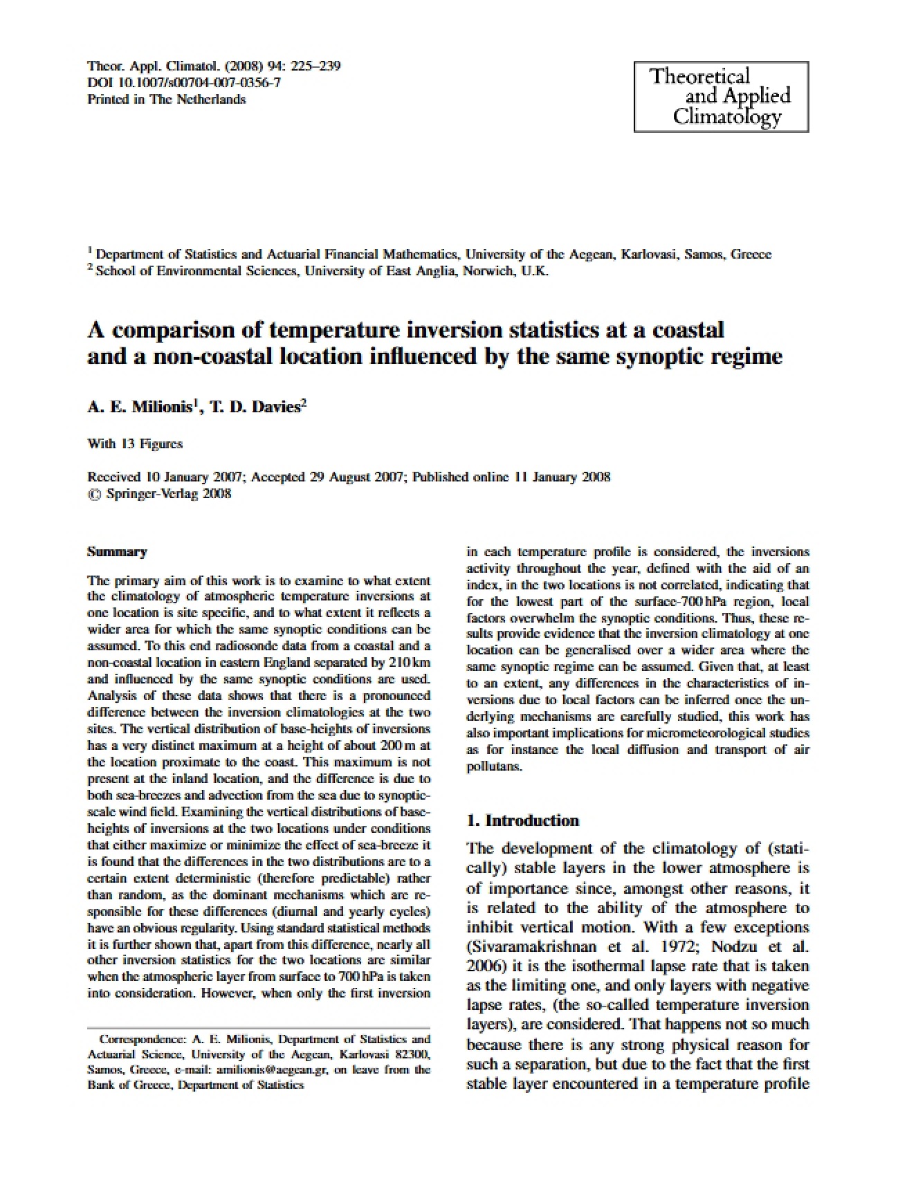 Temperature Inversion Statistical Comparison