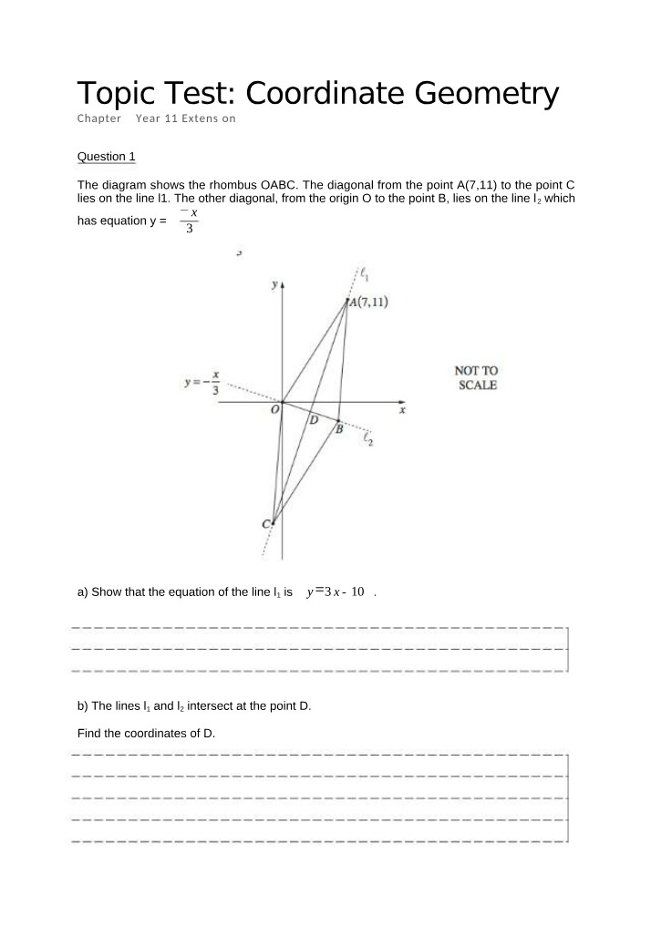 Coordinate Plane Topic Test