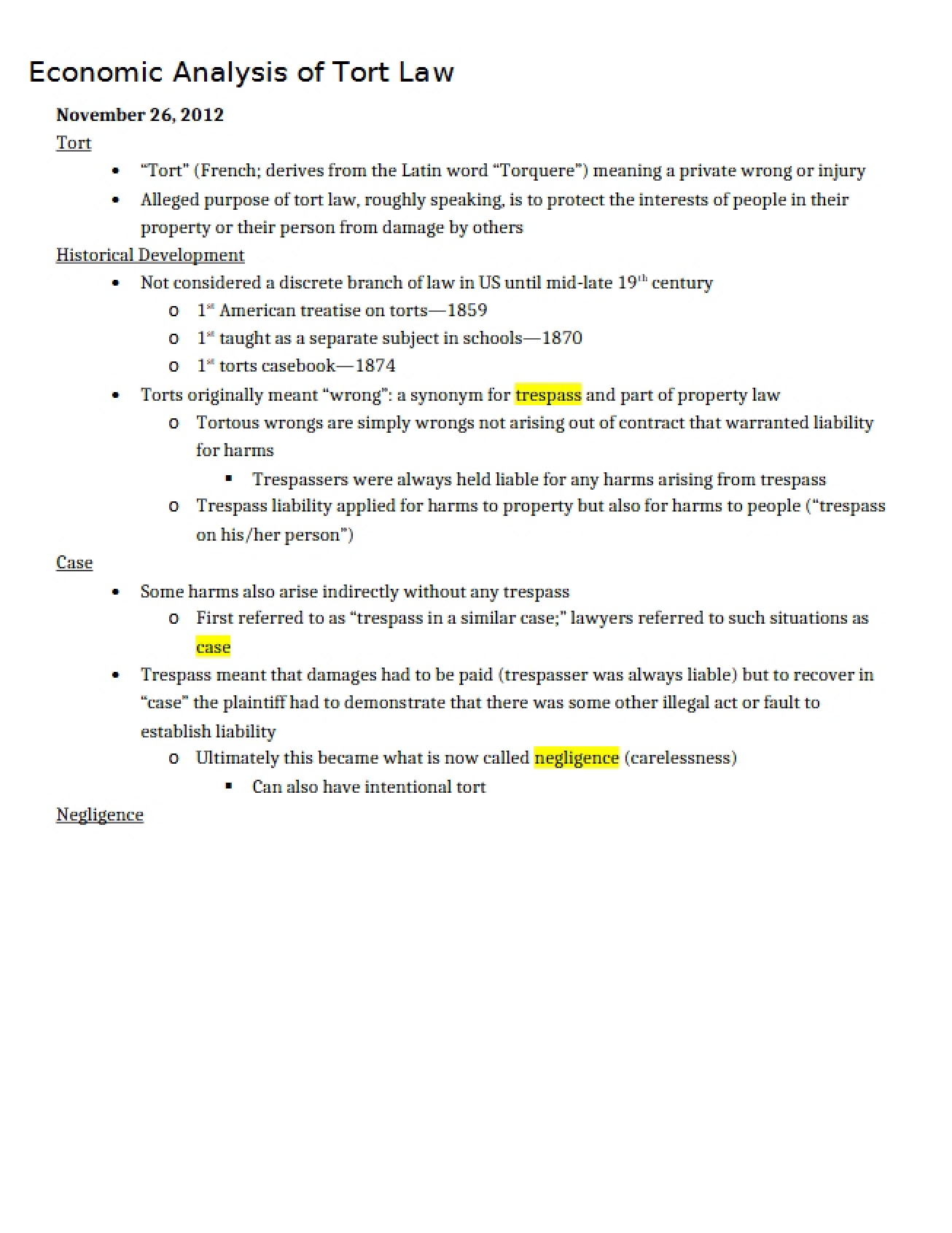 Applying Economic Principles to Tort Law