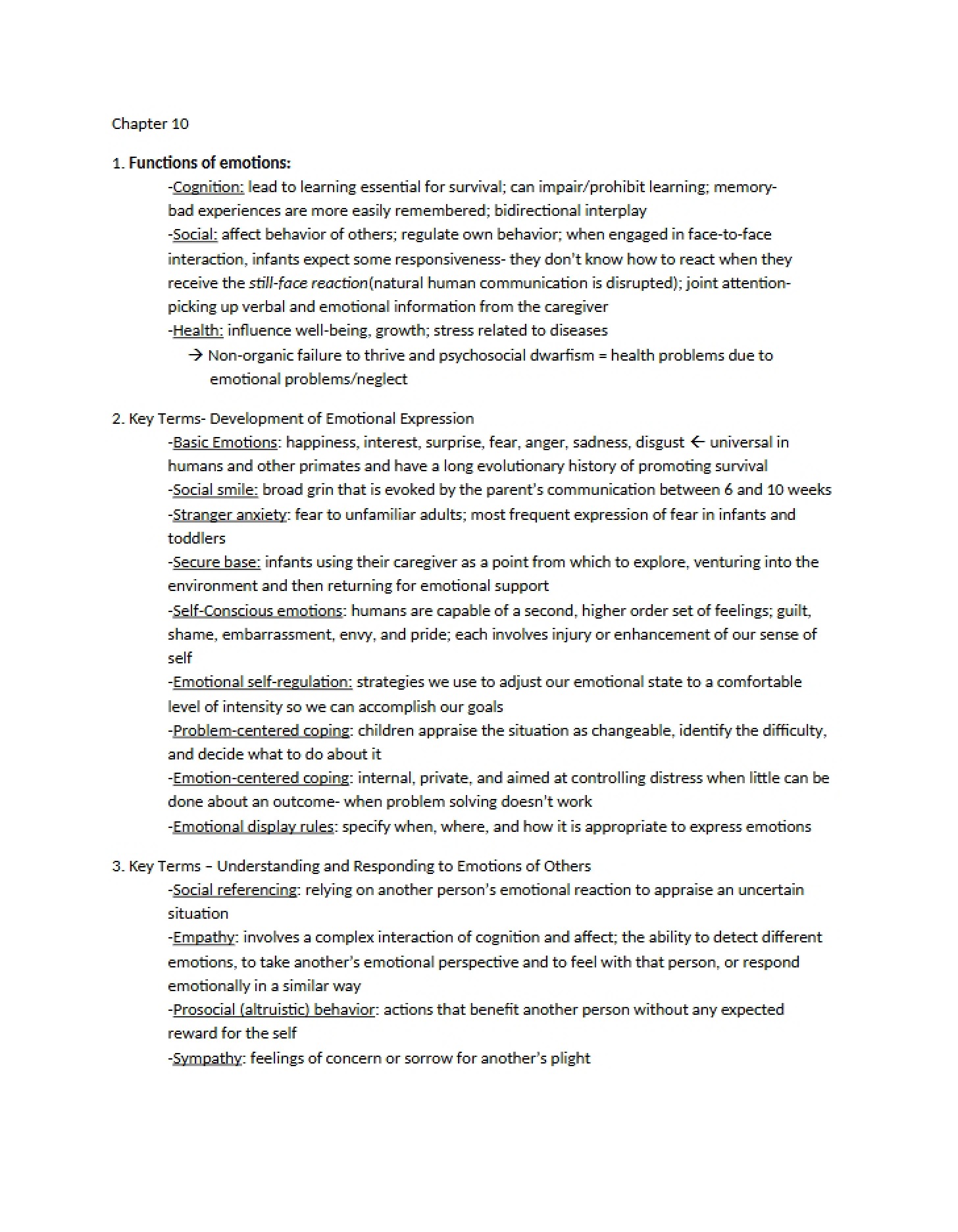 Functions of Emotions Chapter 10