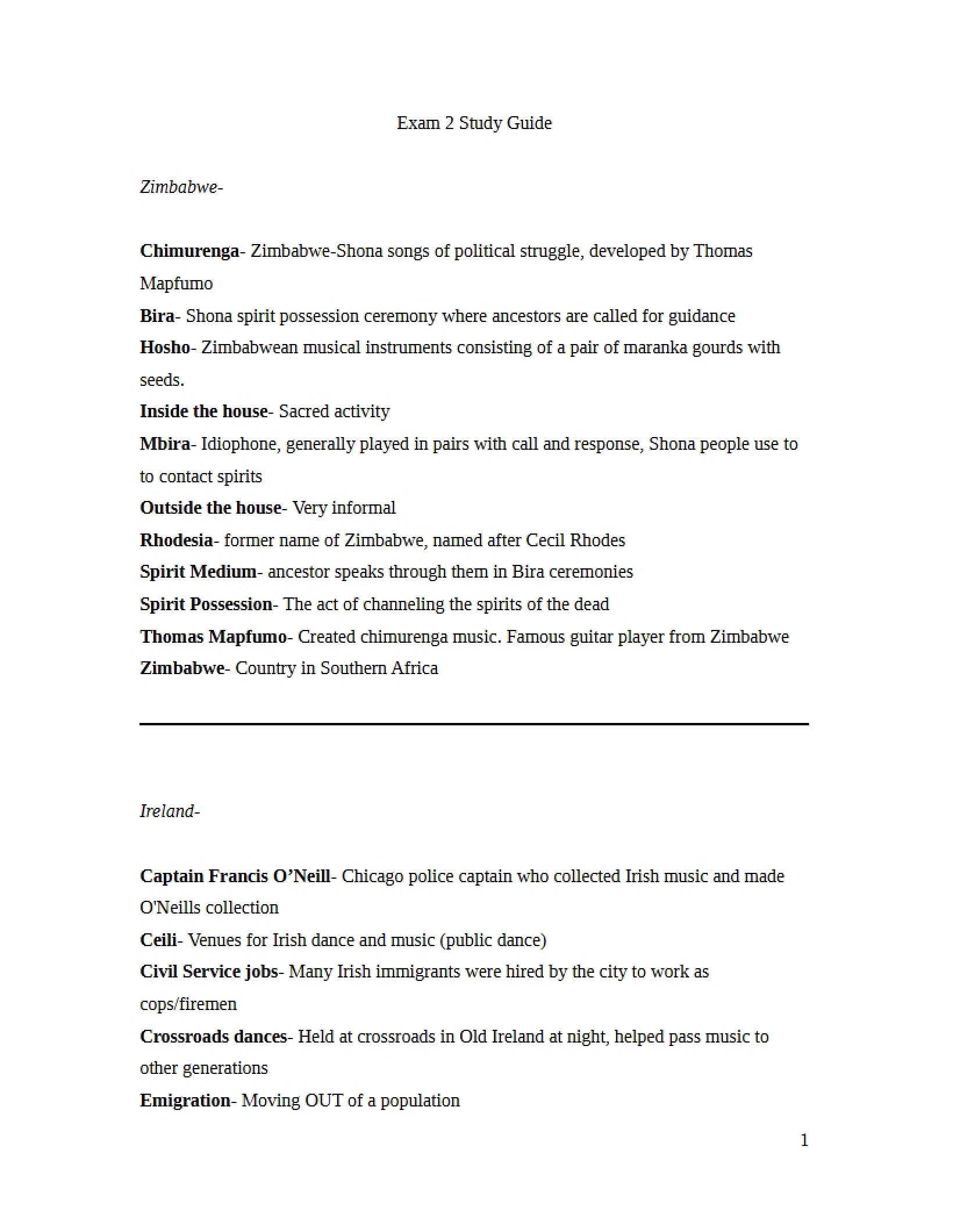 Music Study Guide Exam 2