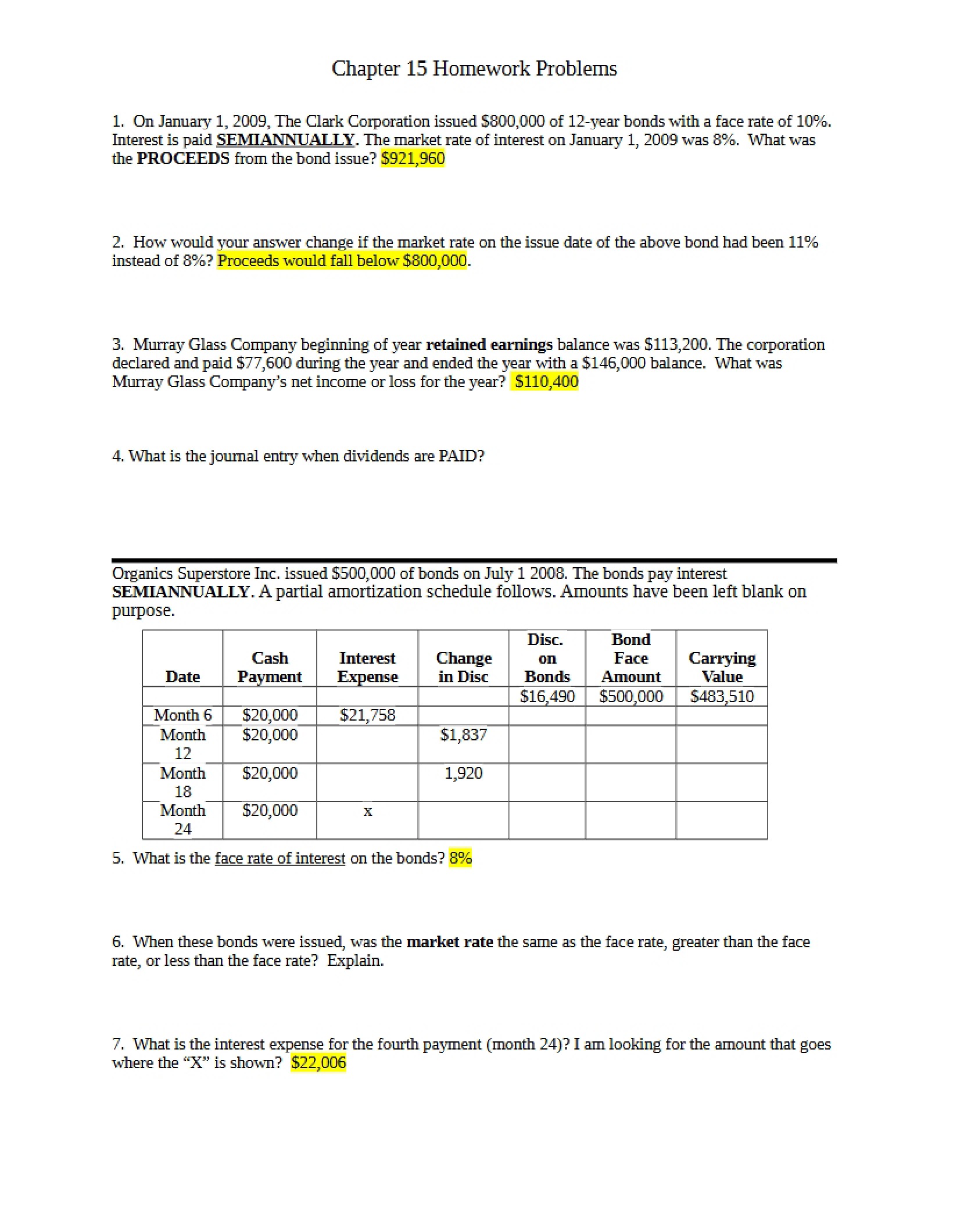 Homework for Chapter 15