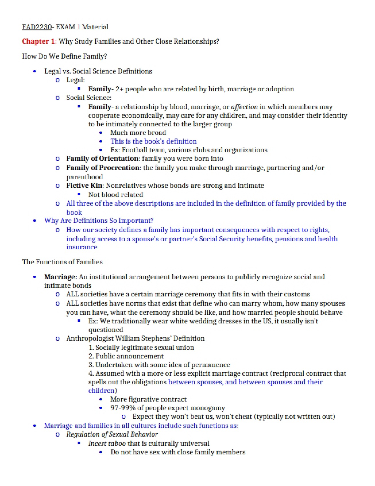 Initial Examination on Family Dynamics