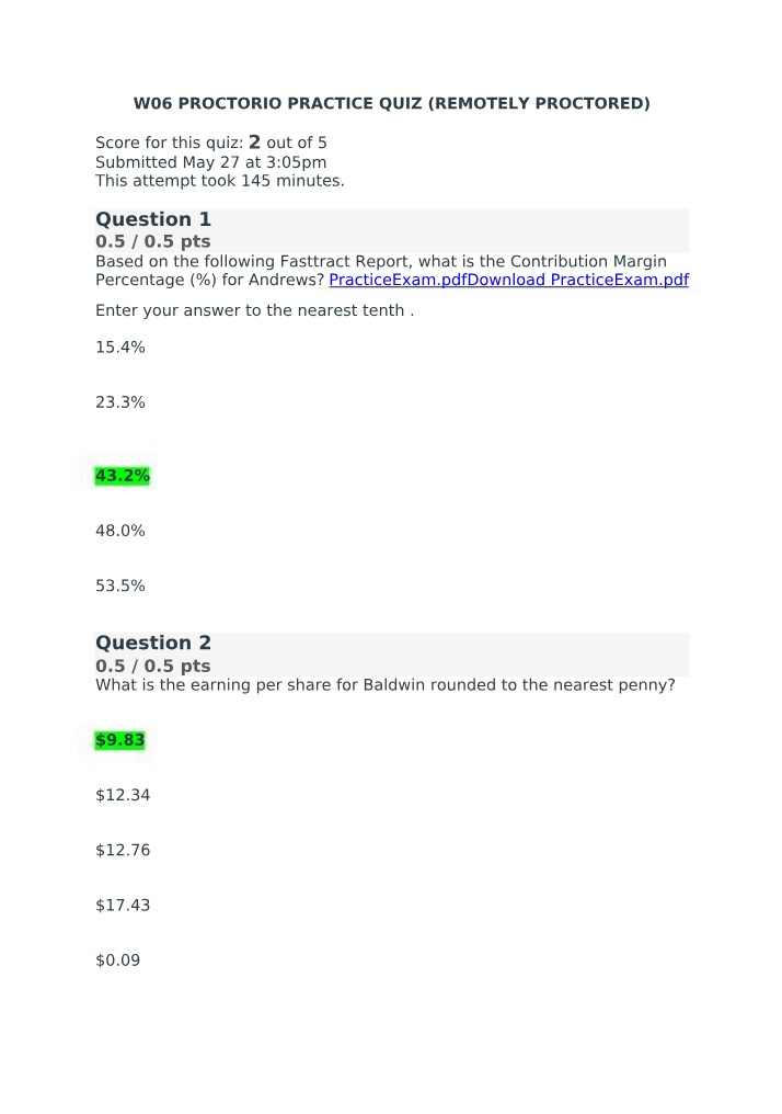 W06 Quiz - Proctorio Practice