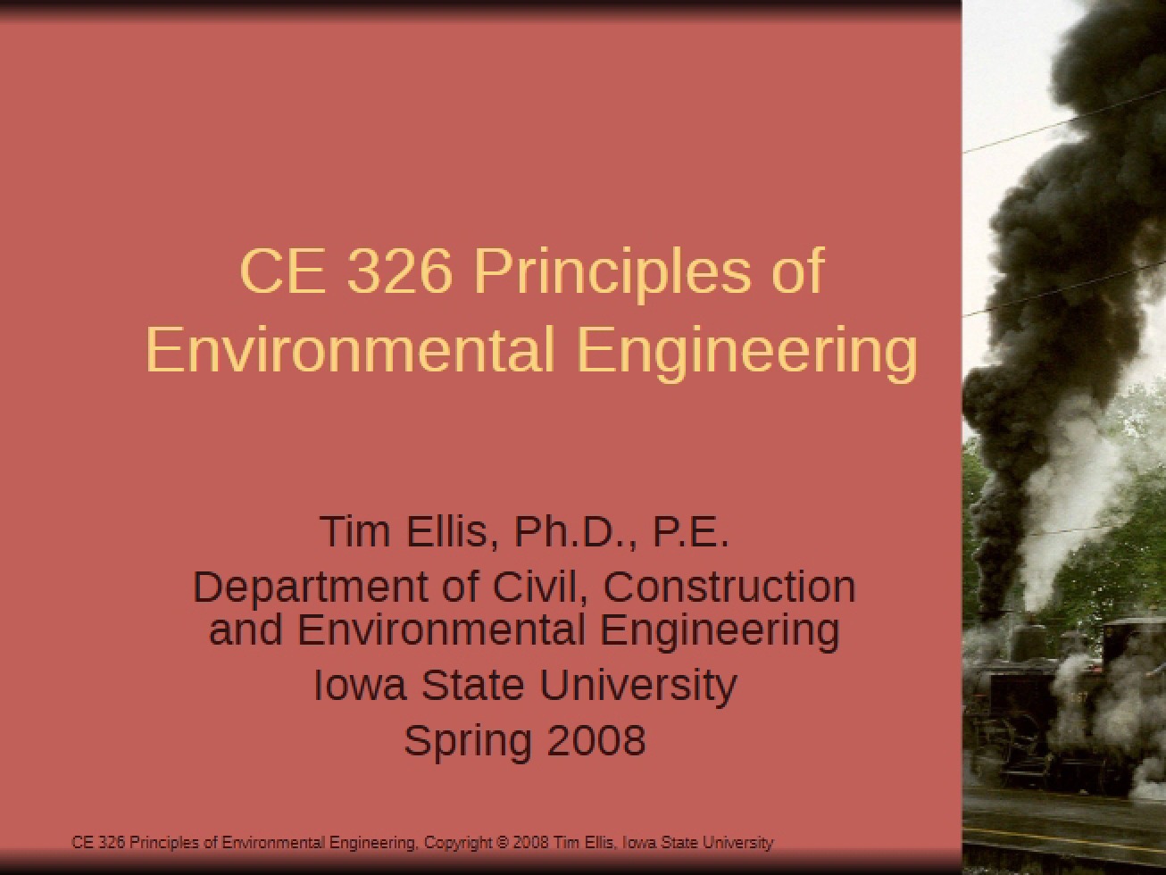 Lecture on Environmental Engineering Principles