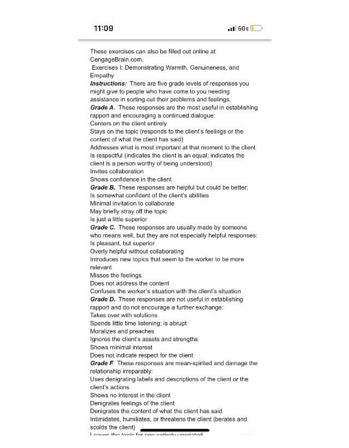 Exercises for Demonstrating Warmth, Genuineness, and Empathy