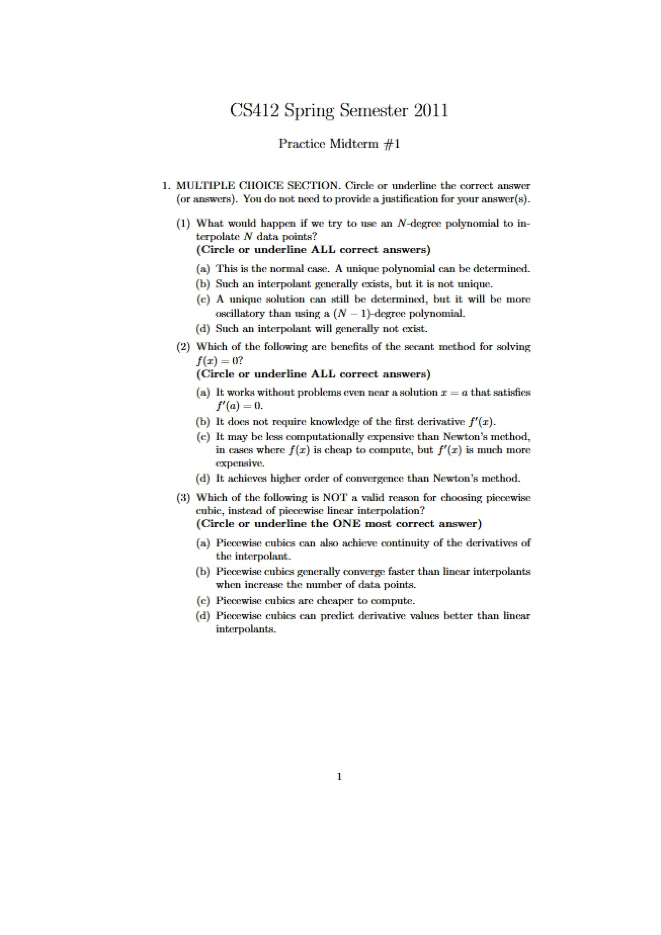 Practice for Midterm 1
