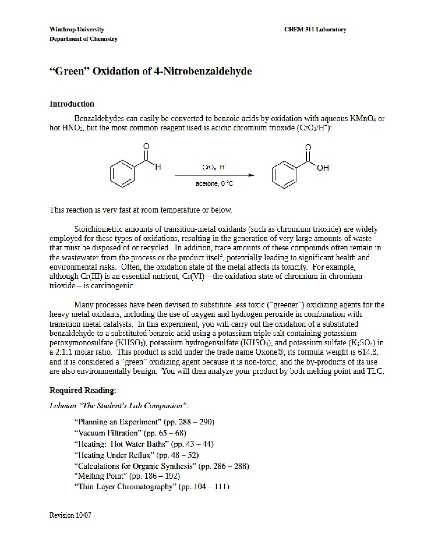 4-Nitrobenzaldehyde Green Oxidation