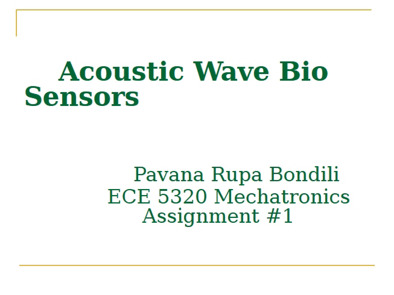 Bio Sensors using Acoustic Waves