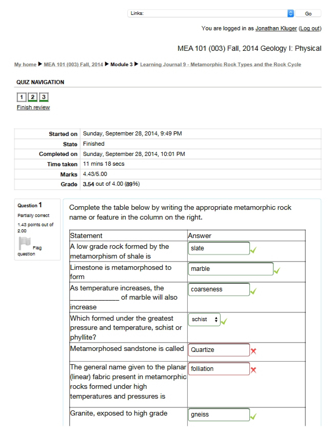 Rock Cycle and Metamorphic Rock Types Learning Journal 9