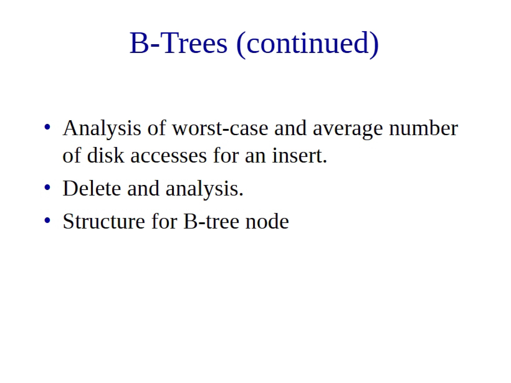 B-Tree Structures