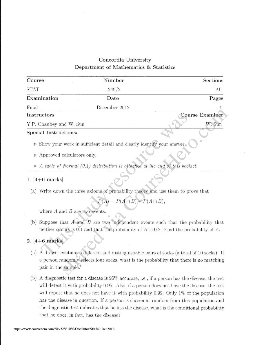 Final Exam - STAT 249-2