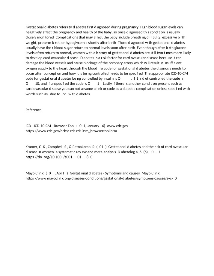 ICD-10-CM References and Codes for Gestational Diabetes