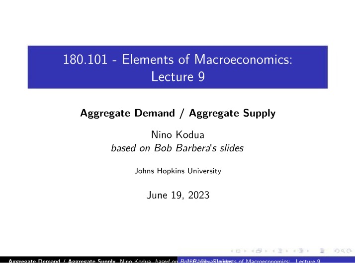 Aggregate Demand and Aggregate Supply