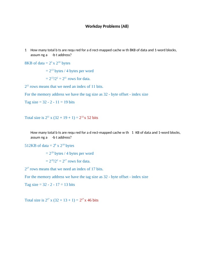 Assignment 8 - Workday Problems