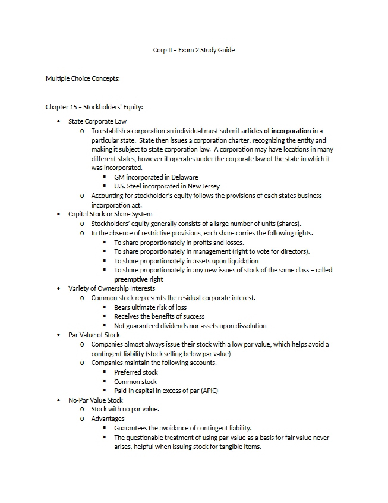 Study Guide Exam 3