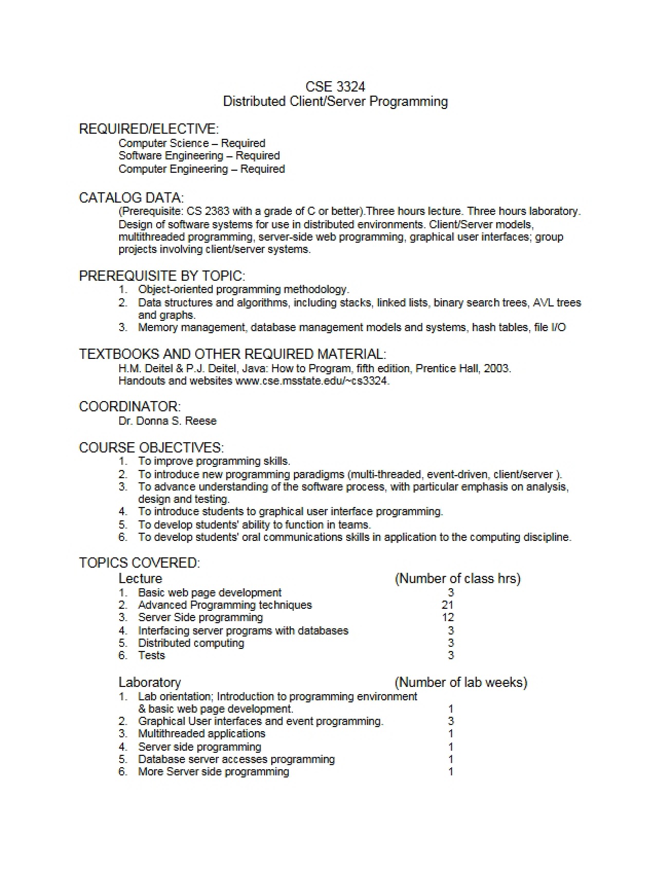 Client-Server Programming Syllabus