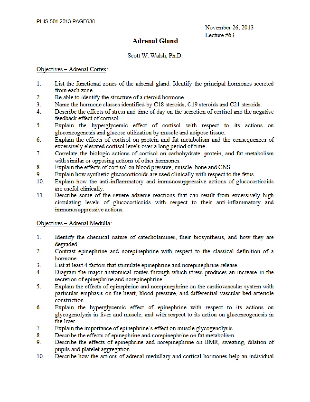Gland of the Adrenal (Lecture 63)