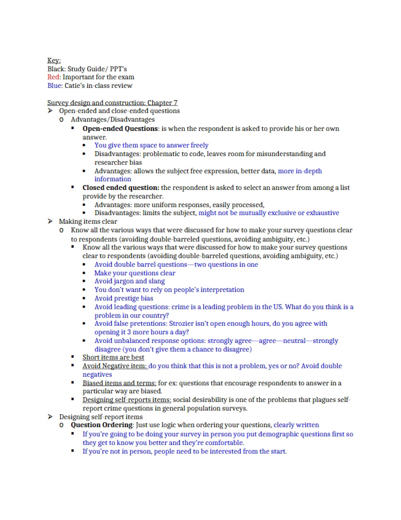 Construction and Design of Surveys
