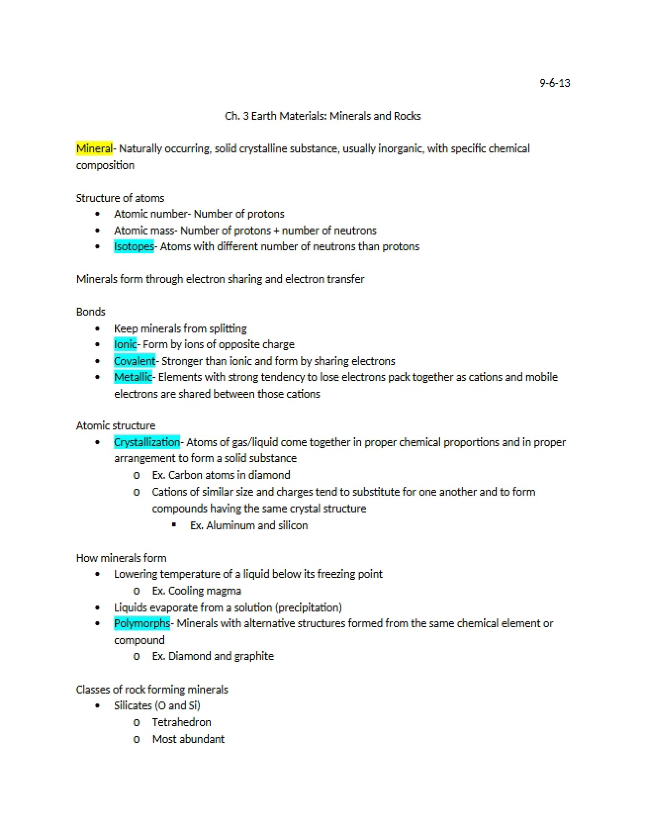 Third Chapter An Overview of Earth Materials, Minerals, and Rocks