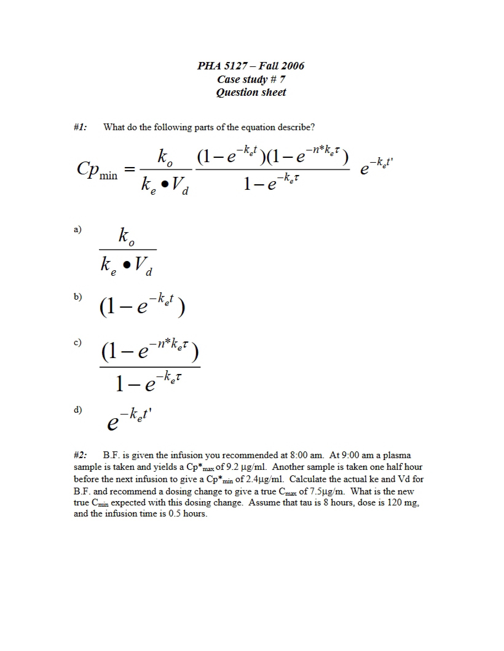 Question Sheet for Case Study Seven