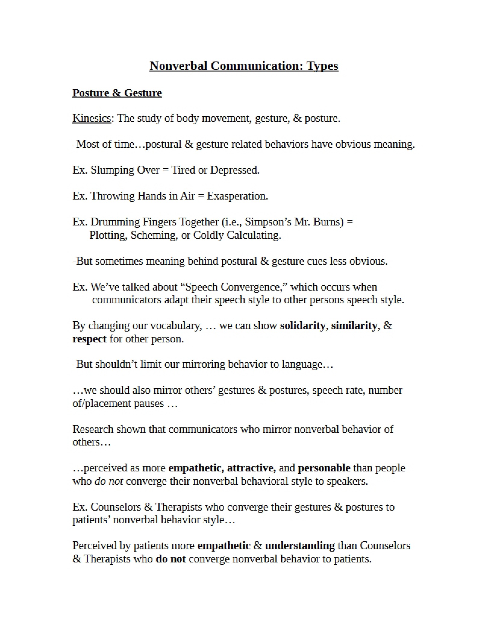 Types of Nonverbal Communication