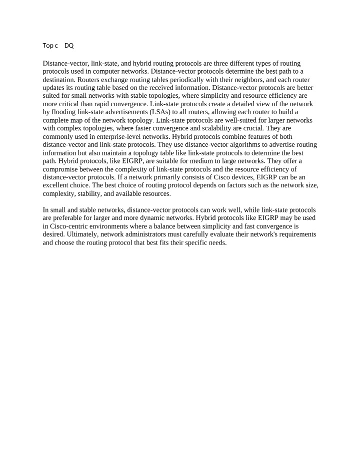 Routing Protocol Types for Computer Networks - A Comparison