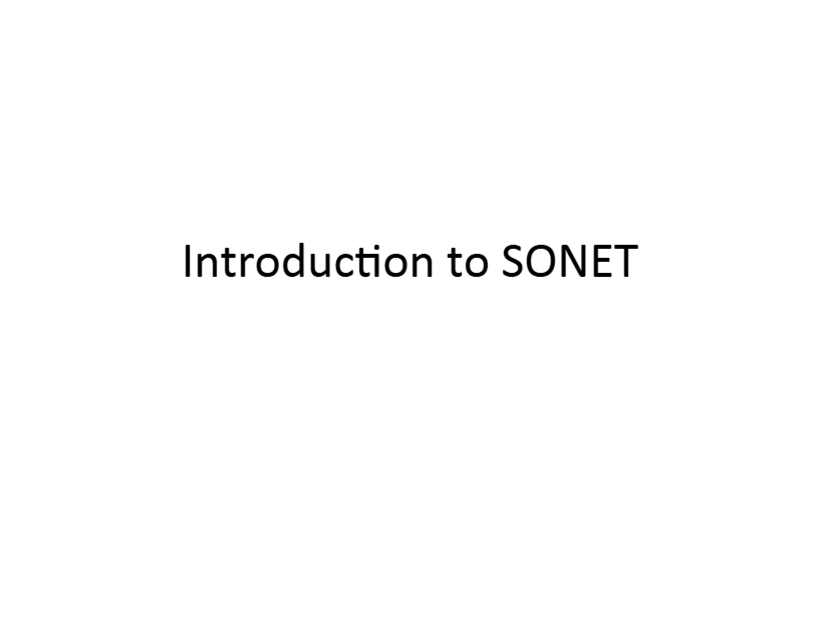 SONET Intro