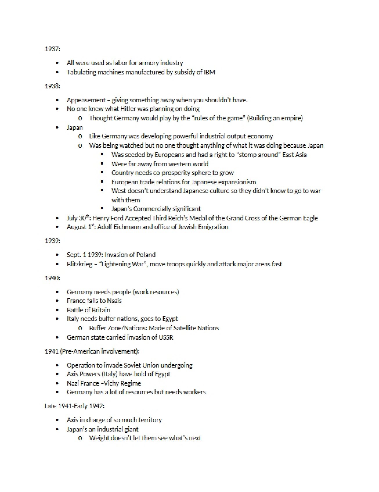 Collection of Notes on World History