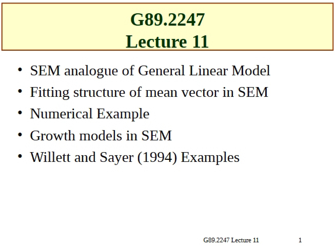 Lecture Records for Structural Equations