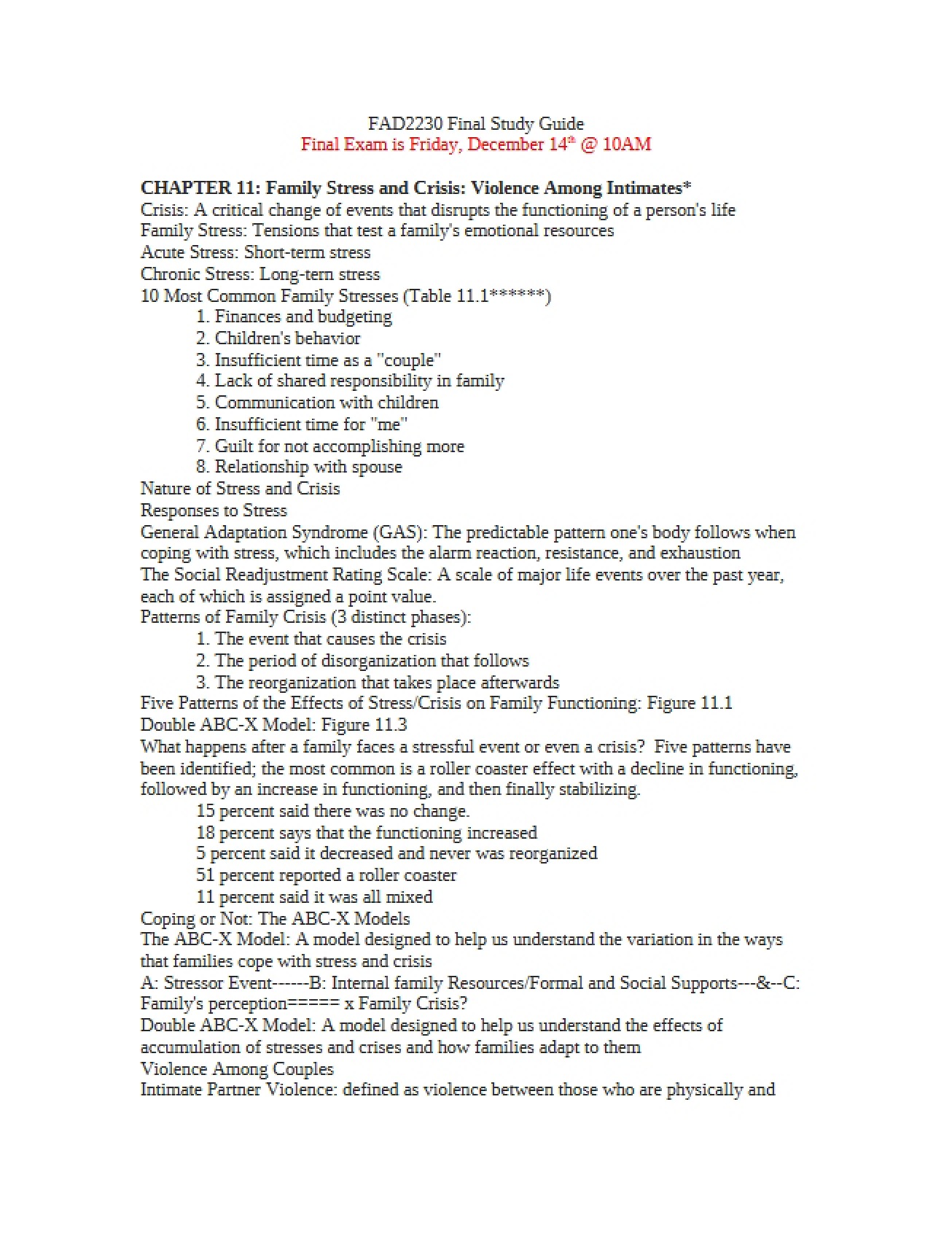 Overview of Family Stress and Crisis from Chapter Eleven