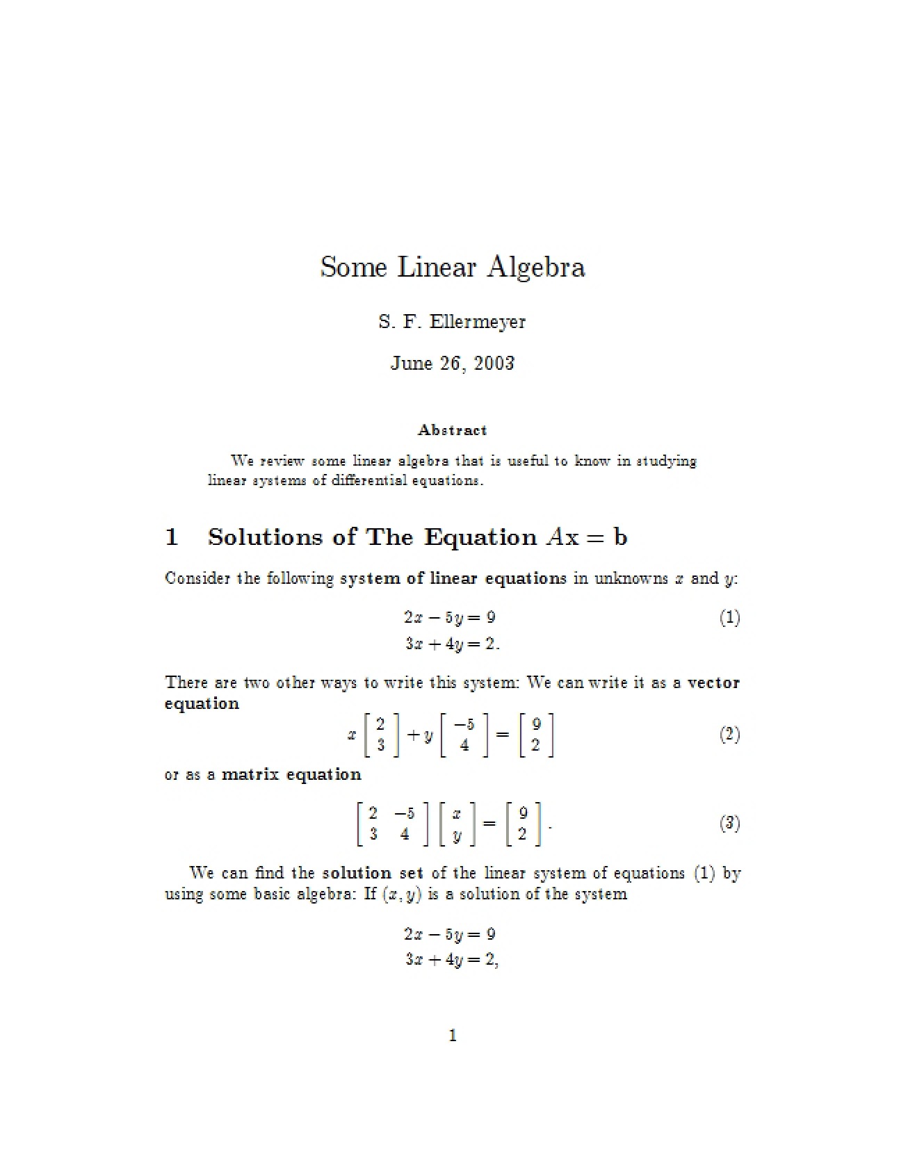 Linear Algebra Tools for Differential Equations