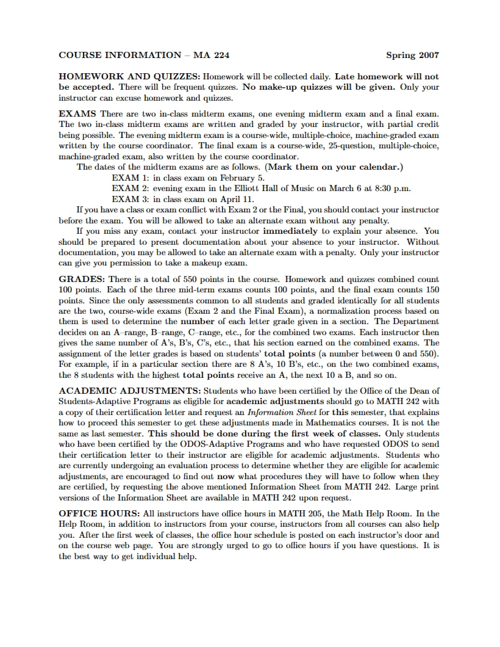 Analysis II Info