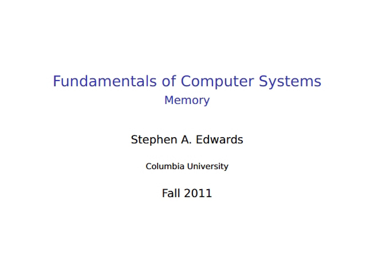 Memory in Computer Systems