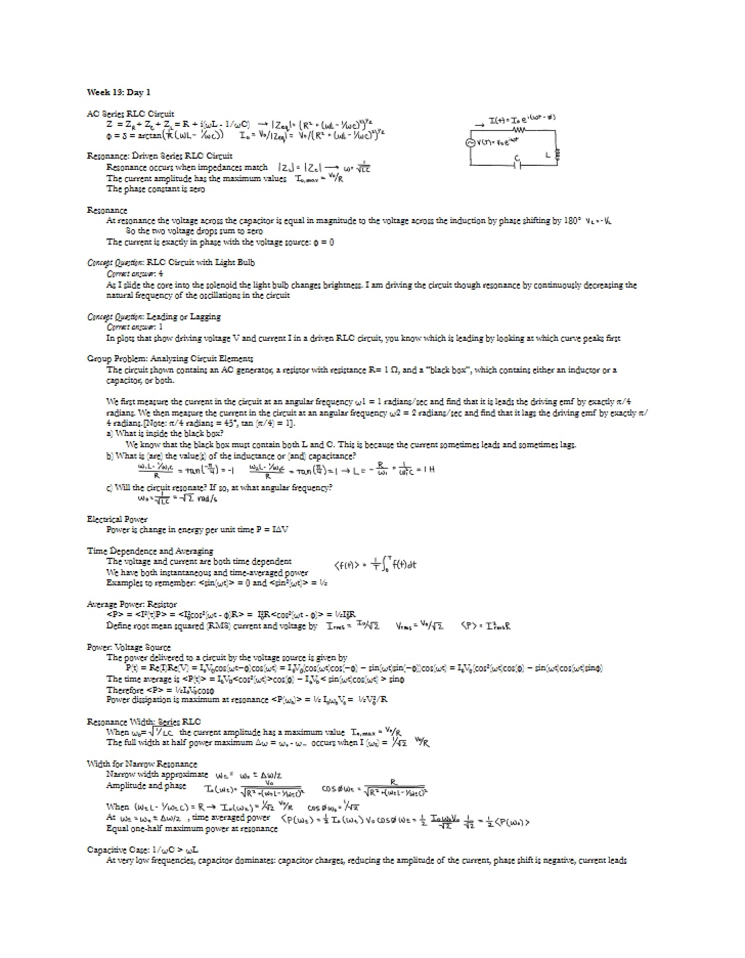 RLC Circuit (AC Series)