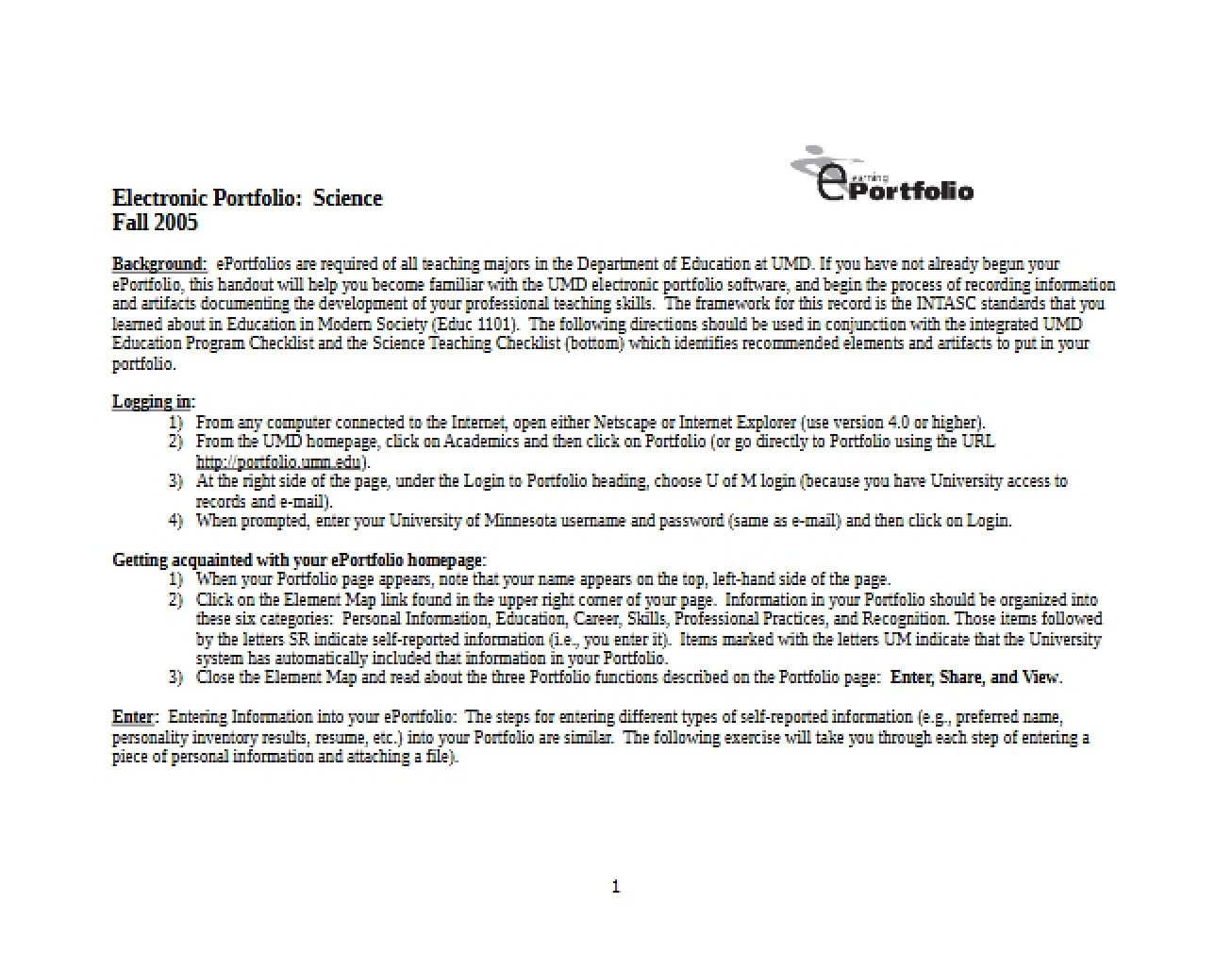 Science Electronic Portfolio
