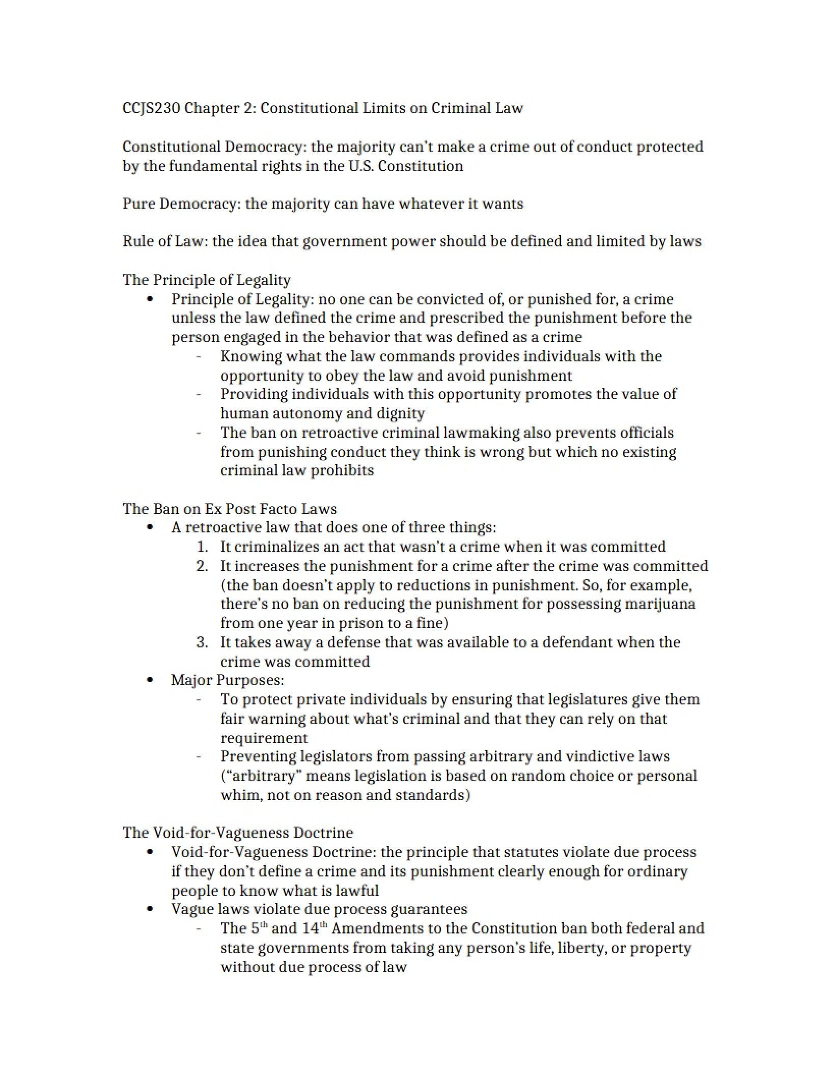 Constitutional Restrictions on the Criminal Law