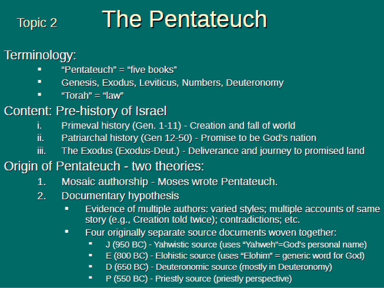 Pentateuch (Topic 2)