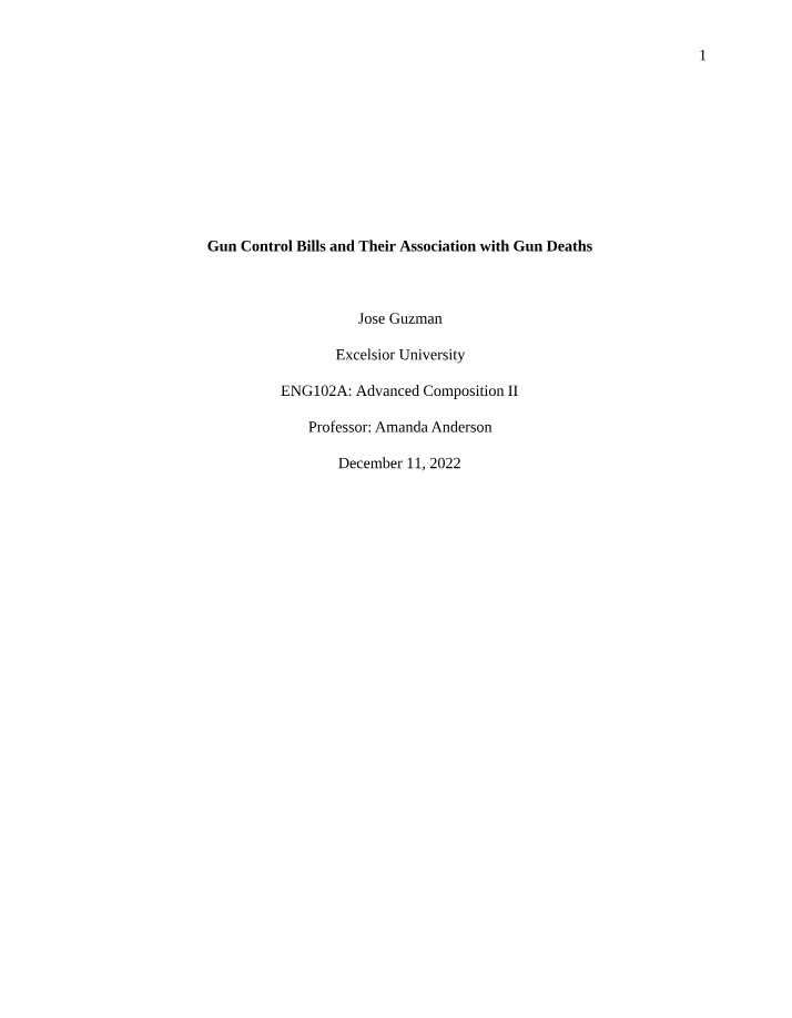 Gun Deaths and the Negative Impact of Weak Gun Control Bills