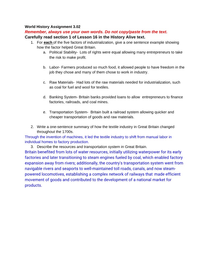3.02 Assignment - World History
