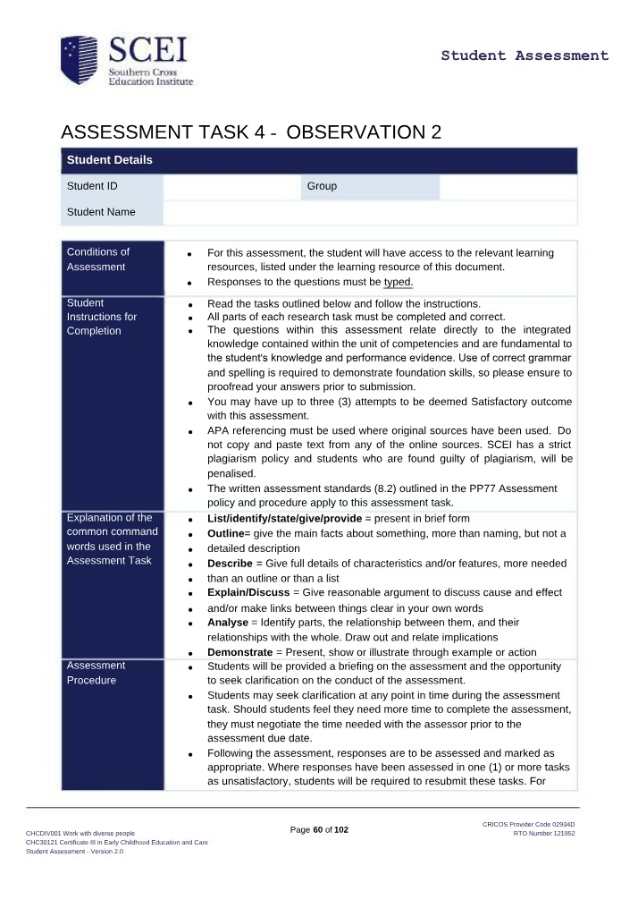 Assessment Task 4 - Observation 2 Role Play
