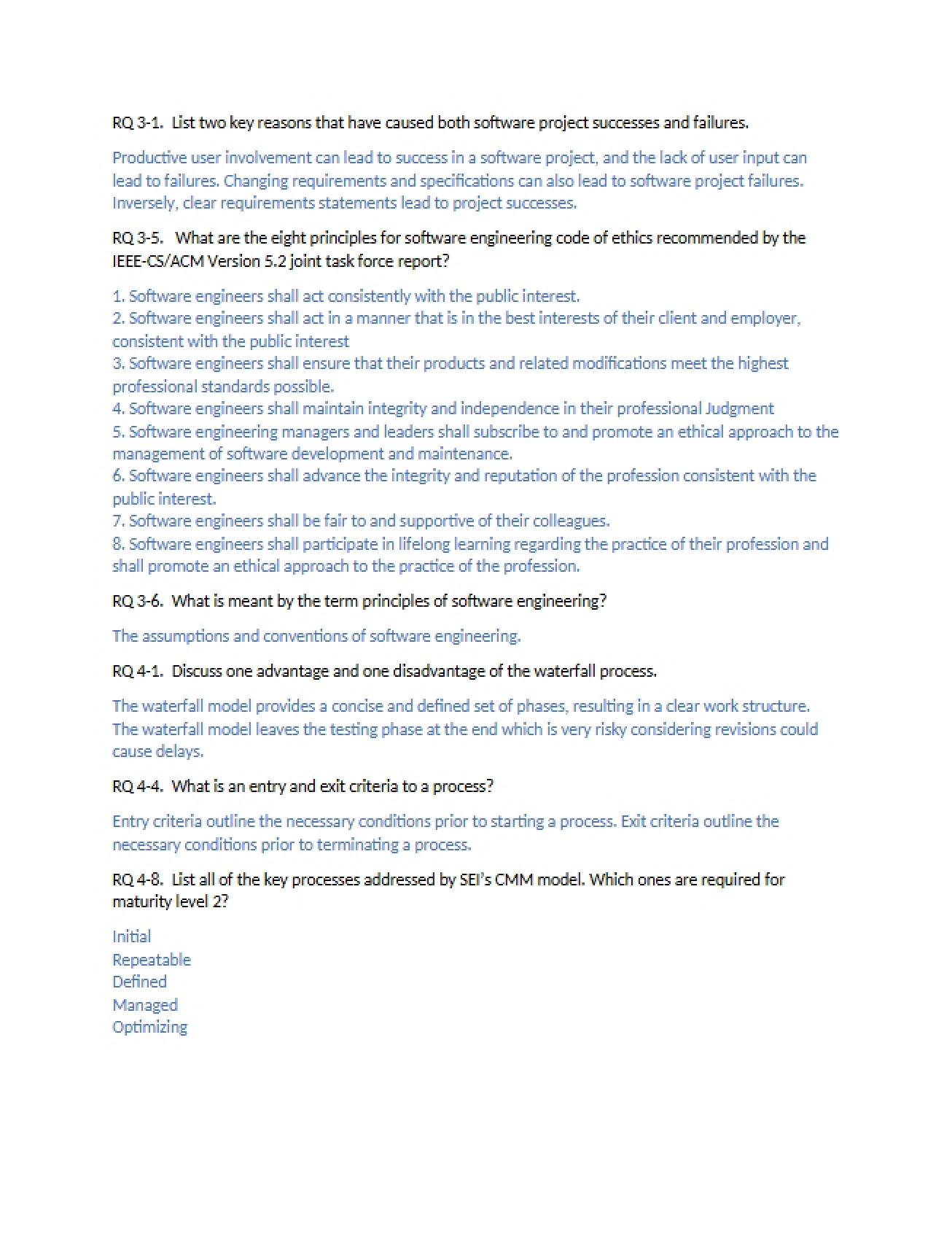 Questions for Review for Module Two