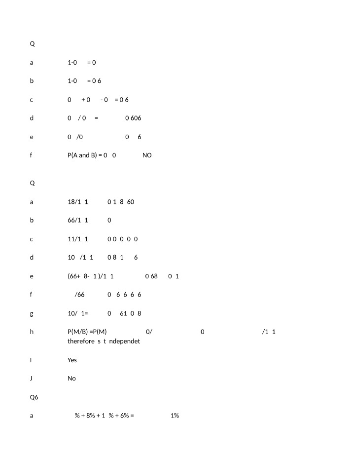 Probability Calculations and Independence (Q2, Q3, Q5, Q6)