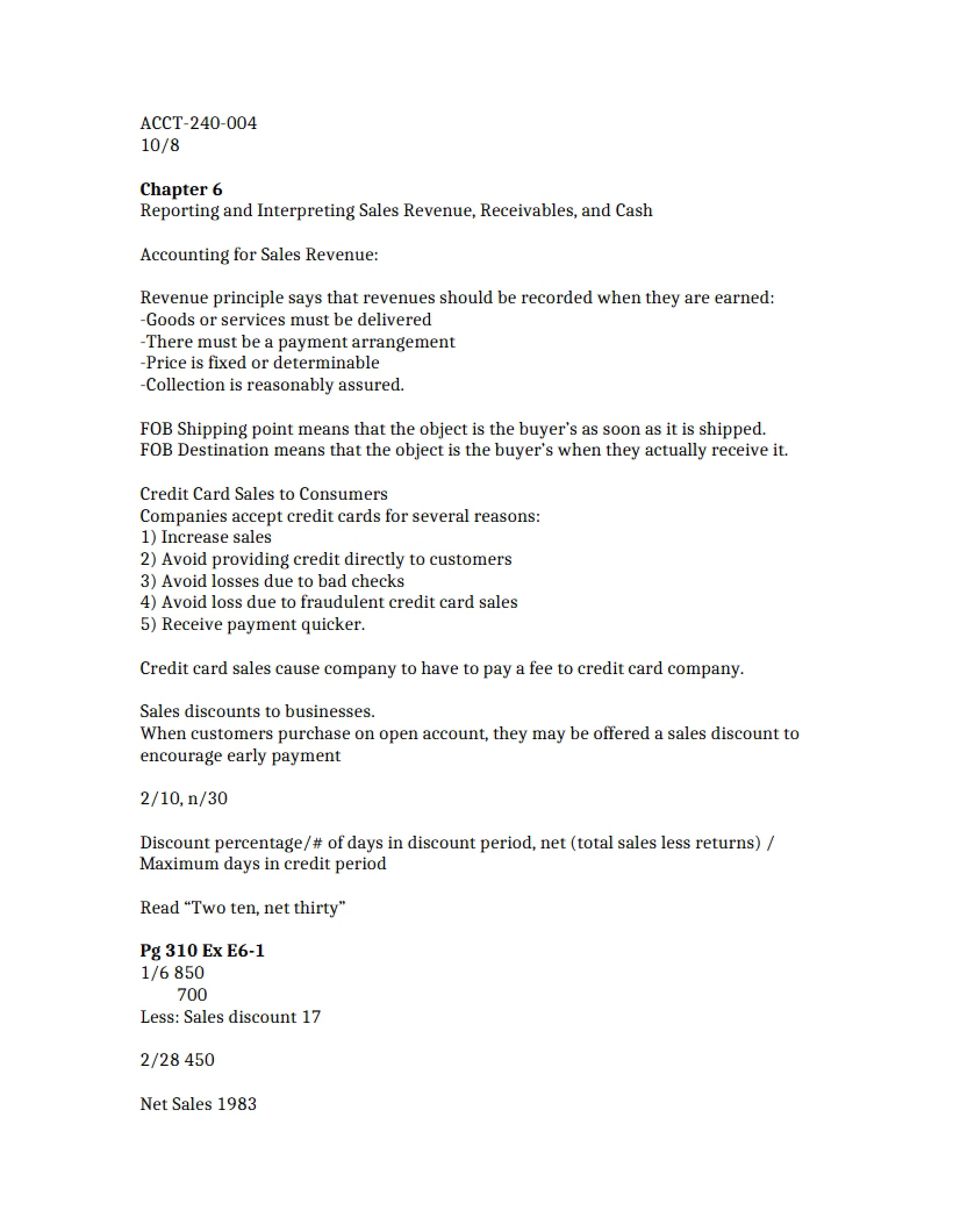 Cash, Receivables, and Revenue Reporting