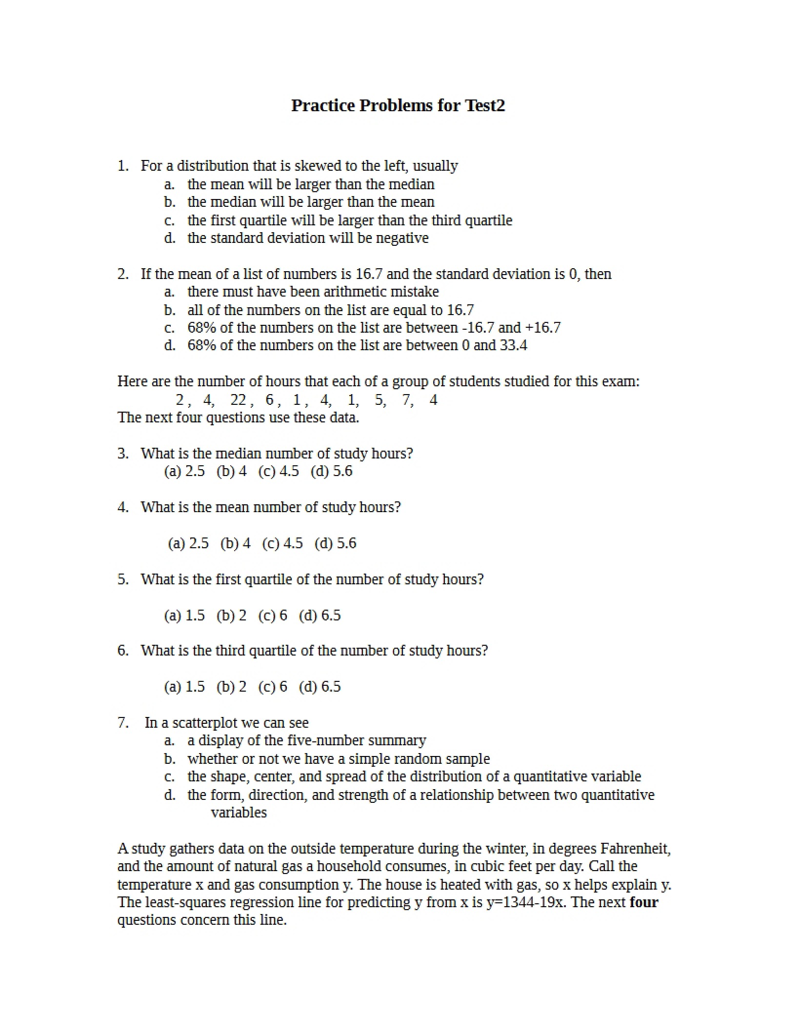 Test 2 Practice Exercises
