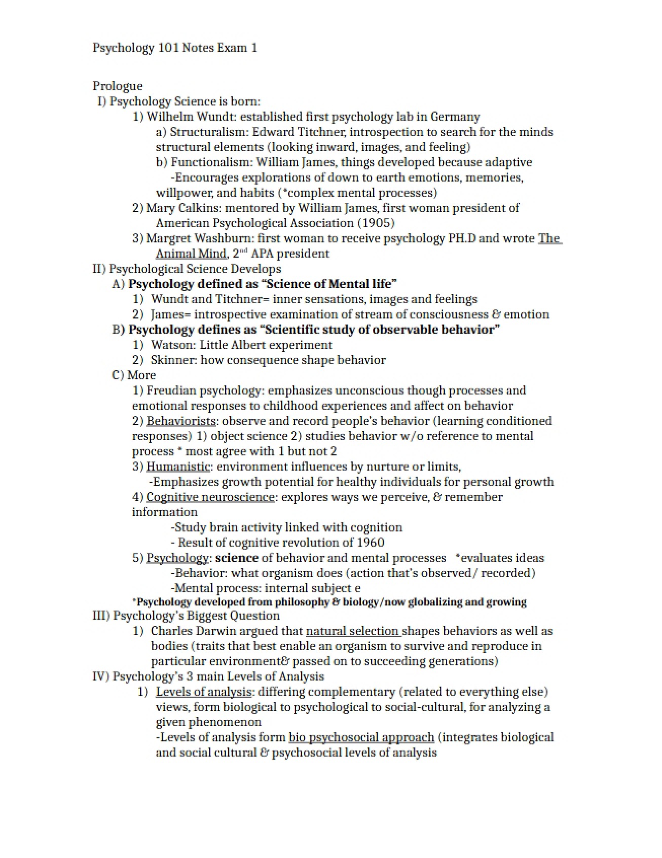 Exam One Notes