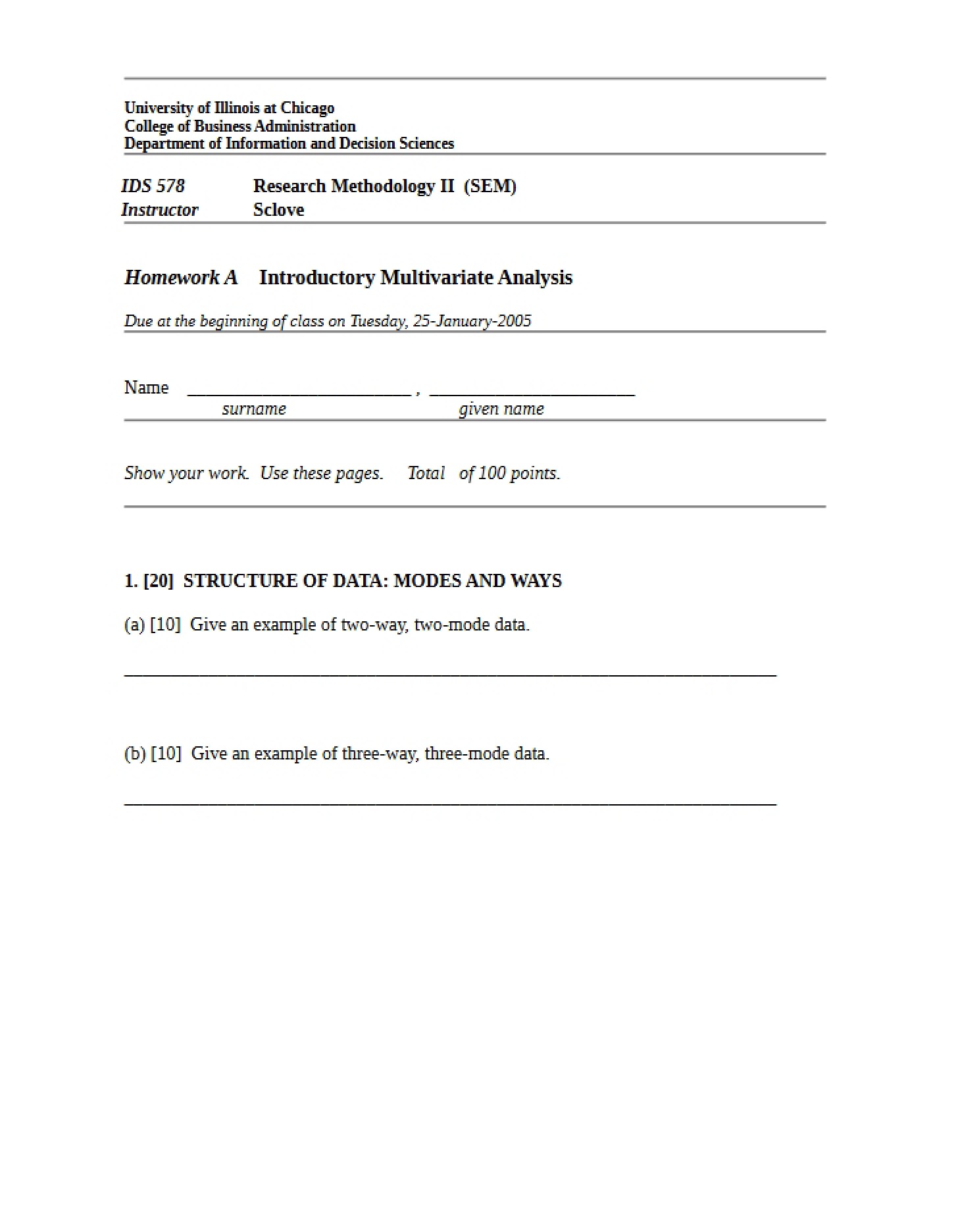 Introductory Multivariate Analysis (Homework A)