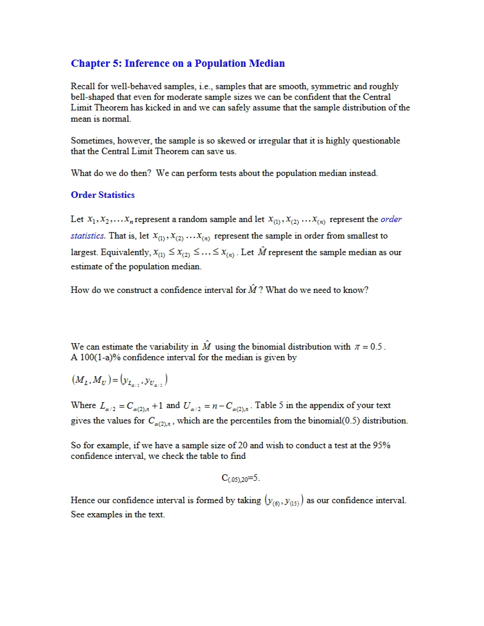 Population Median Inference