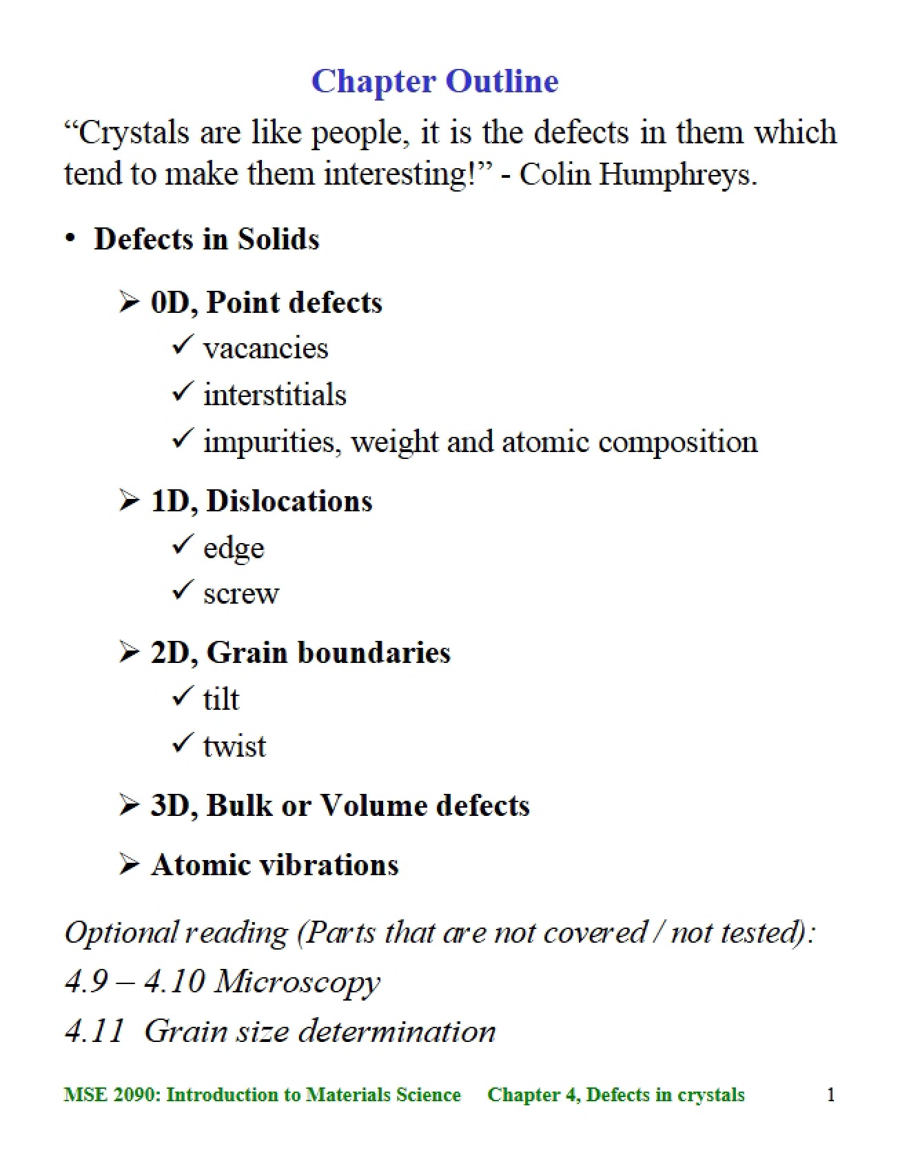 Outline of Chapter