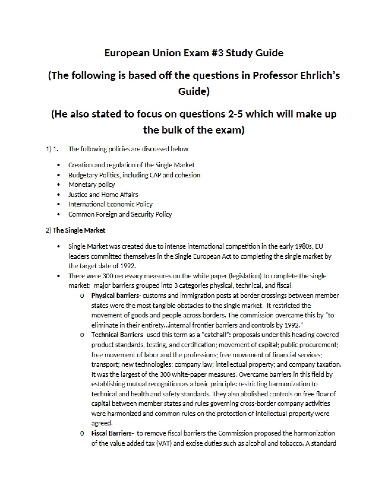 Preparation Guide for Exam Three